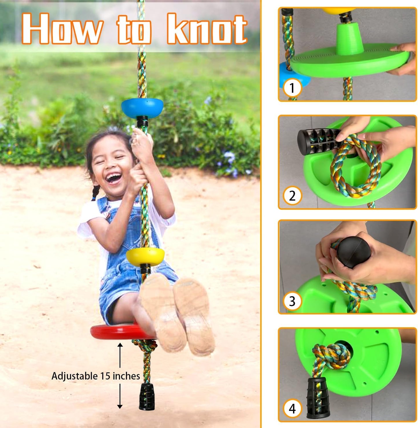 Columpio para niños cuerda 4ft color verde