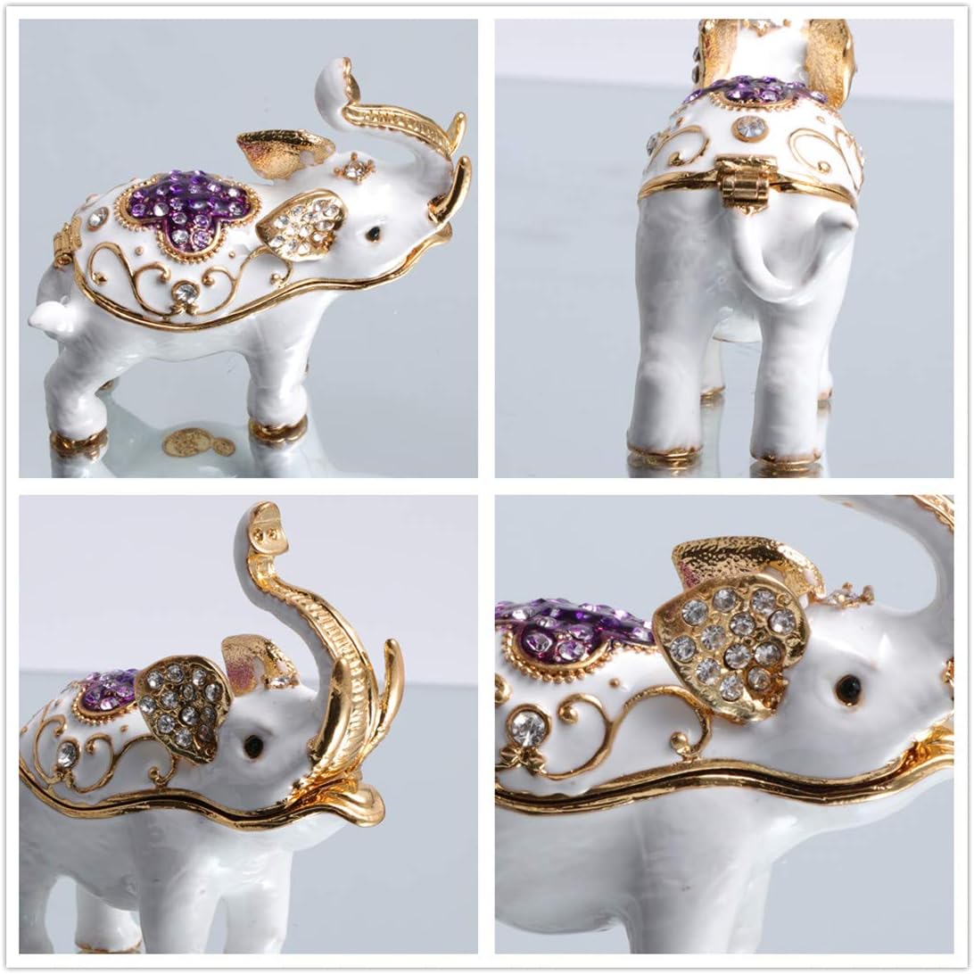 Figurita elefante blanco pintado a mano coleccionable