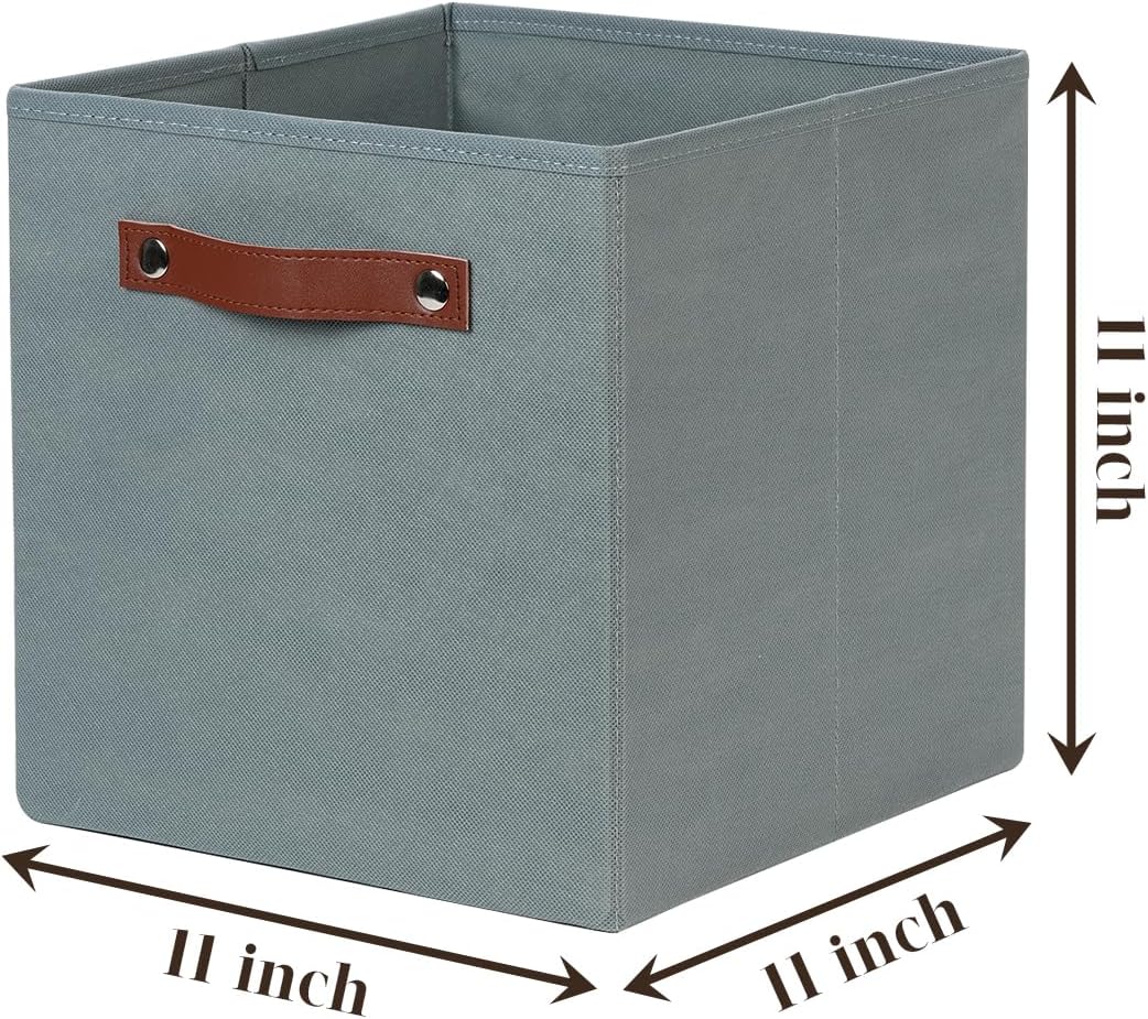 Cubos Almacenamiento Tela con Asas 11x11x11" Gris