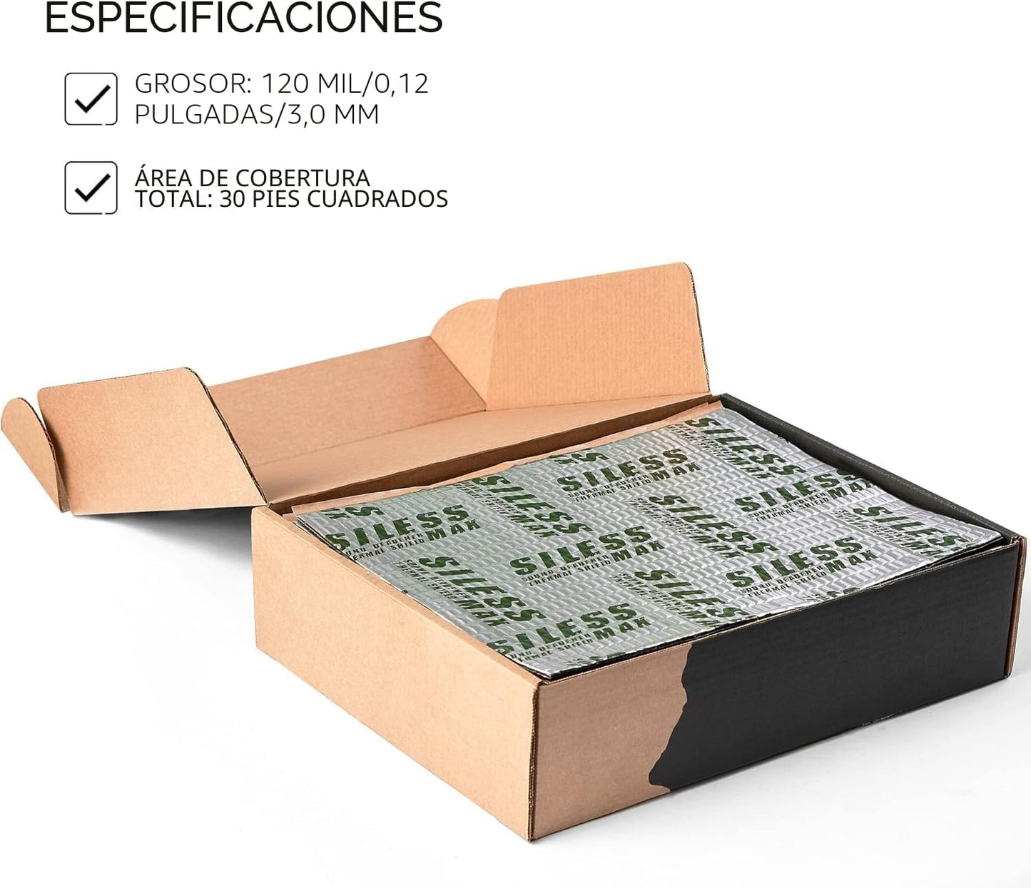 Alfombrilla amortiguación sonido automotriz 30pies2 butilo