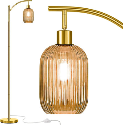 Lámpara pie cristal moderna dorada 67pulg interruptor pedal