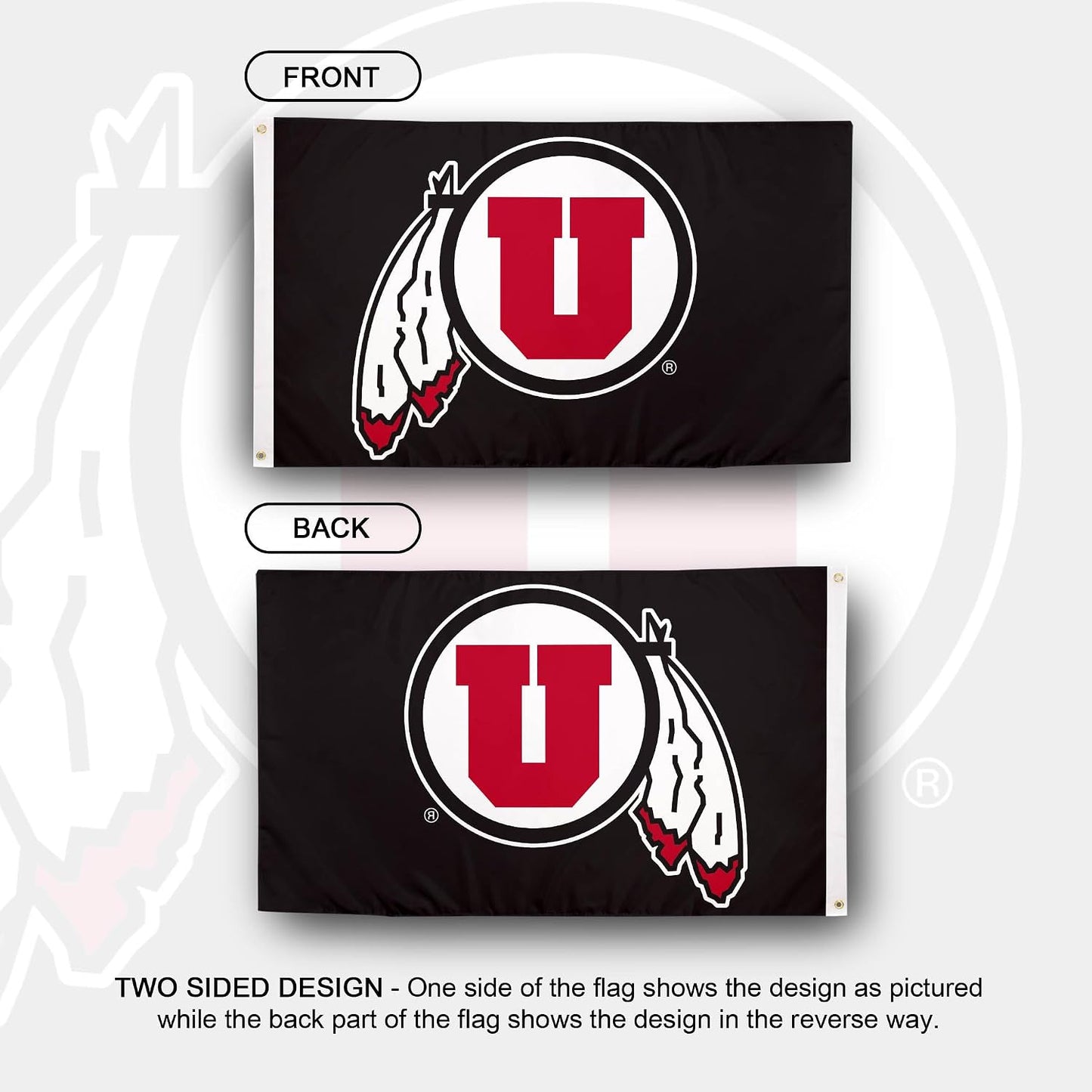 Bandera UT Utes 3x5ft tela poliéster duradera