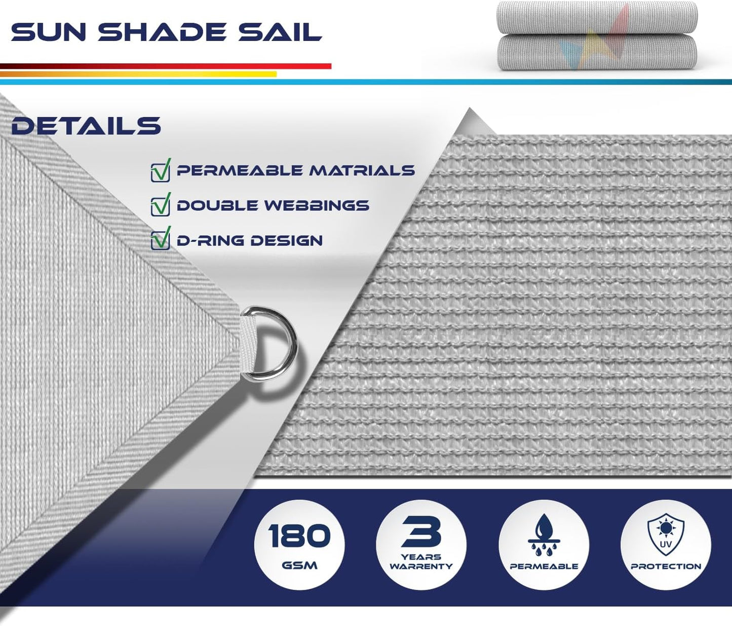 Toldo rectangular 24x24ft para patio terraza color gris