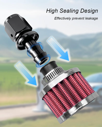 Kit conector filtro celda combustible 8AN aluminio rojo