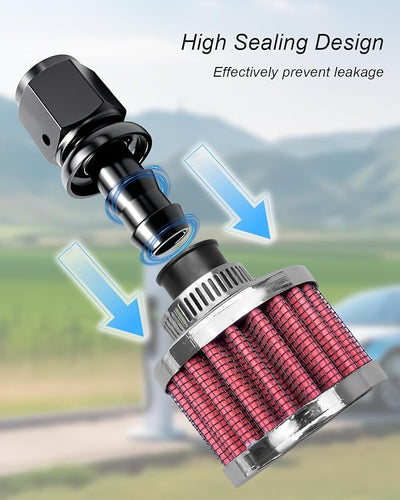Kit conector filtro celda combustible 8AN aluminio rojo