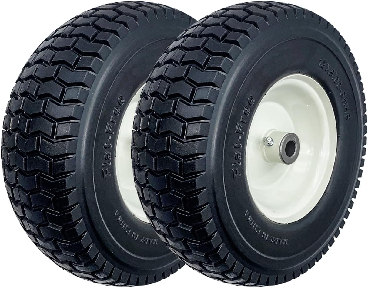 2 Neumáticos Antipinchazos 13x5-6 Rueda Césped Goma Sólida