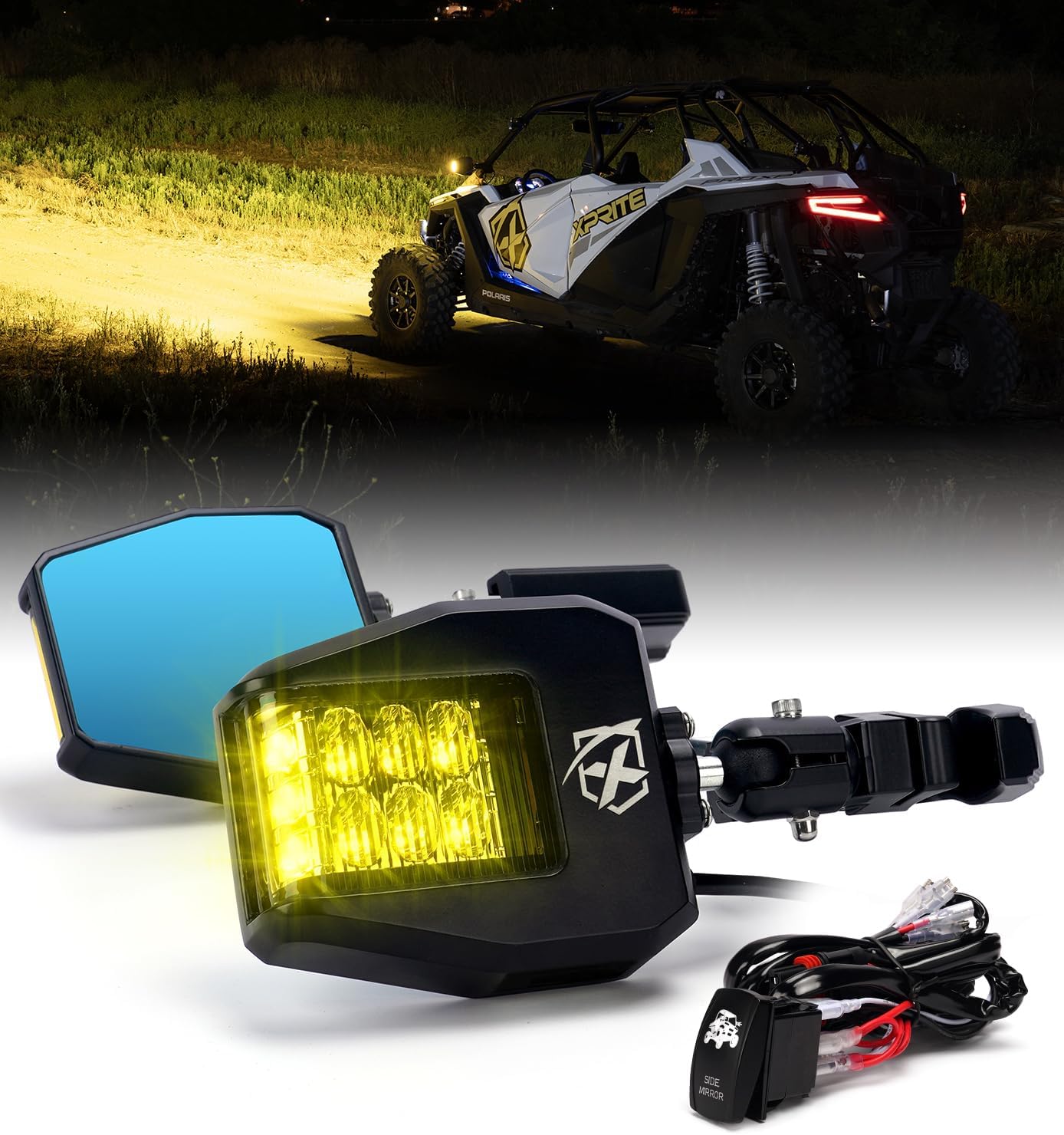 Espejos laterales UTV 2025 aluminio con luz LED