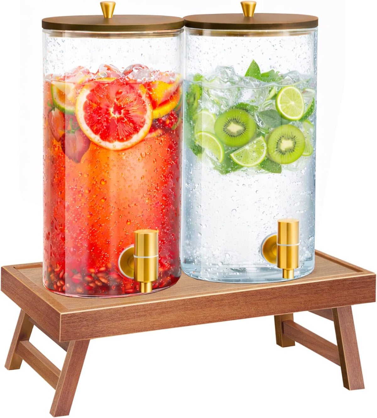 2 Dispensadores Bebida Vidrio 1.5gal Soporte Plegable