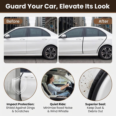 Protectores puerta coche negro 16.5pies sin adhesivo
