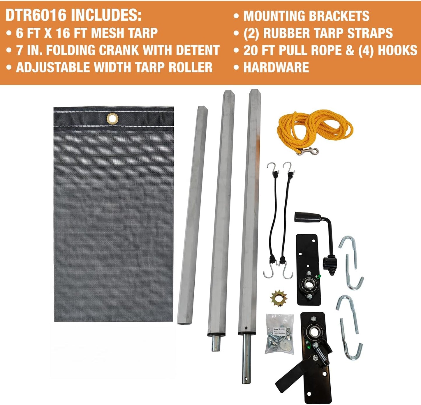 Kit lona aluminio malla 6x16ft doble costura ojales latón