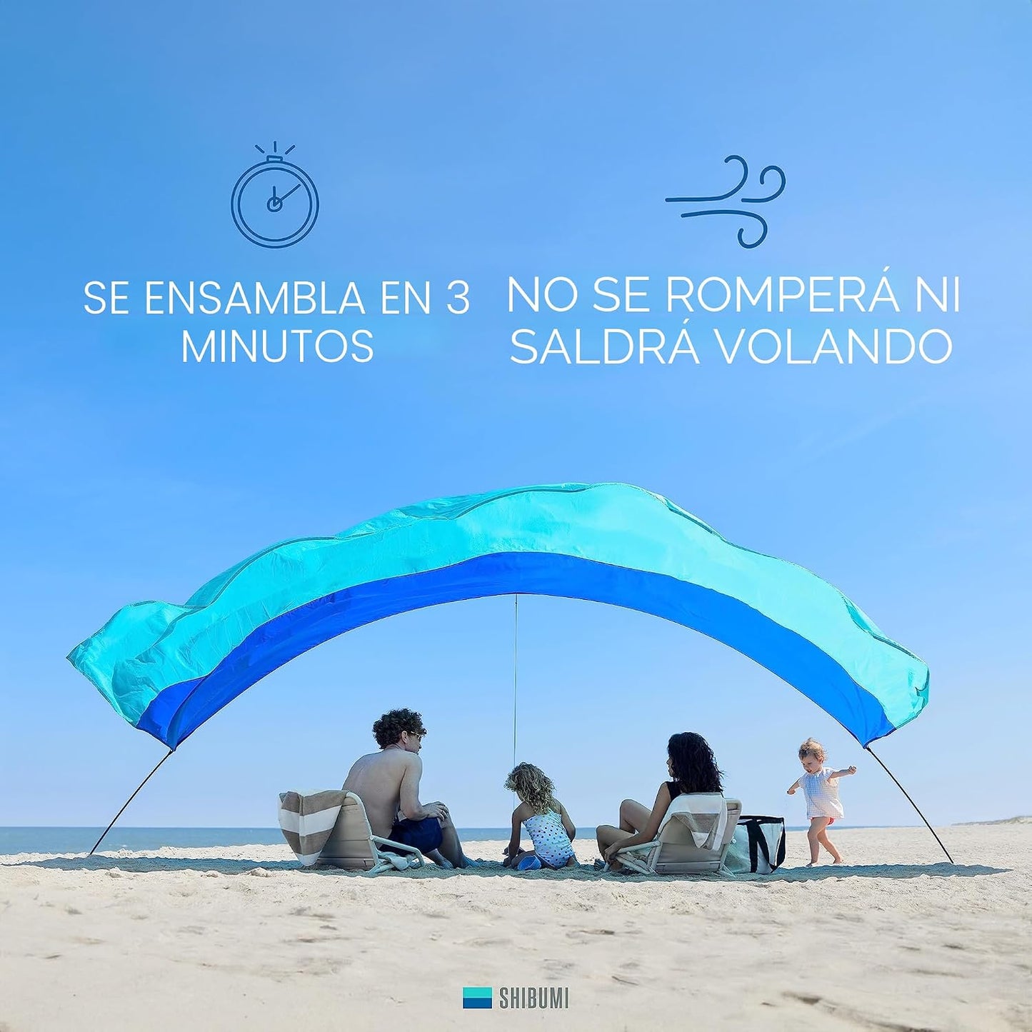 Sombra playa Wind Powered para grupos de 8