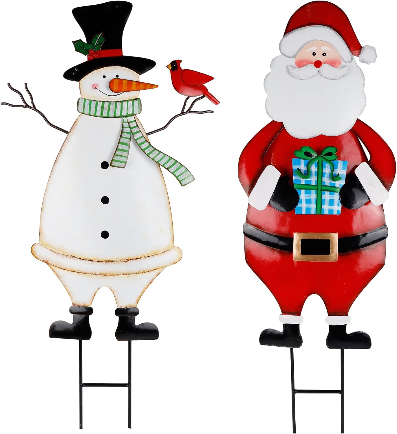 2 Estacas Metal Navidad Papá Noel Letreros Decoración