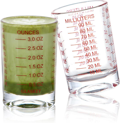 2 Pzas Tazas Medidoras Vidrio 3oz Rojo