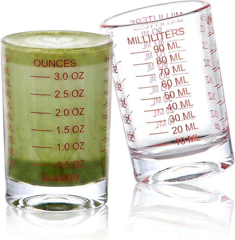 2 Pzas Tazas Medidoras Vidrio 3oz Rojo