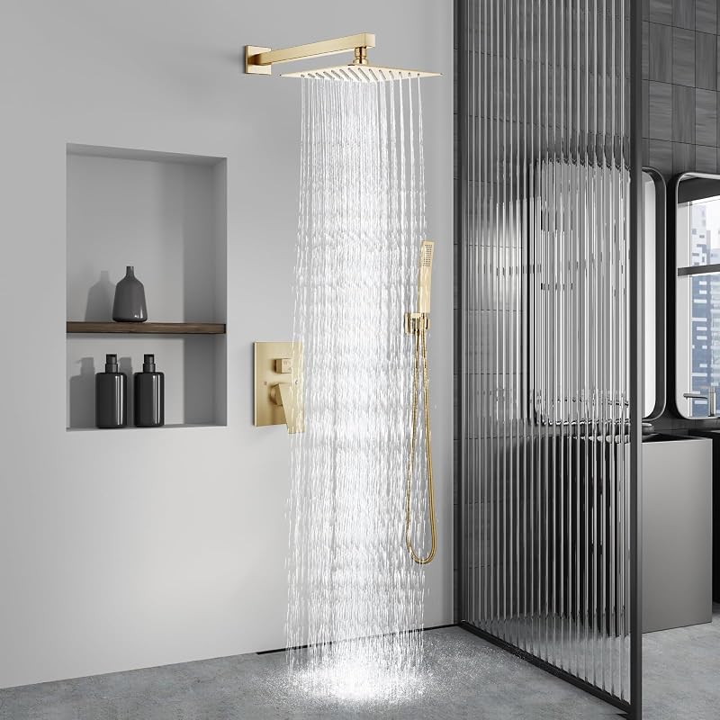 Set grifo ducha lluvia aspersor mano oro
