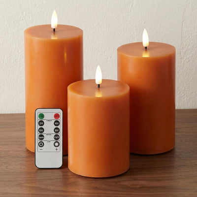 Velas LED parpadeantes naranja otoño set 3