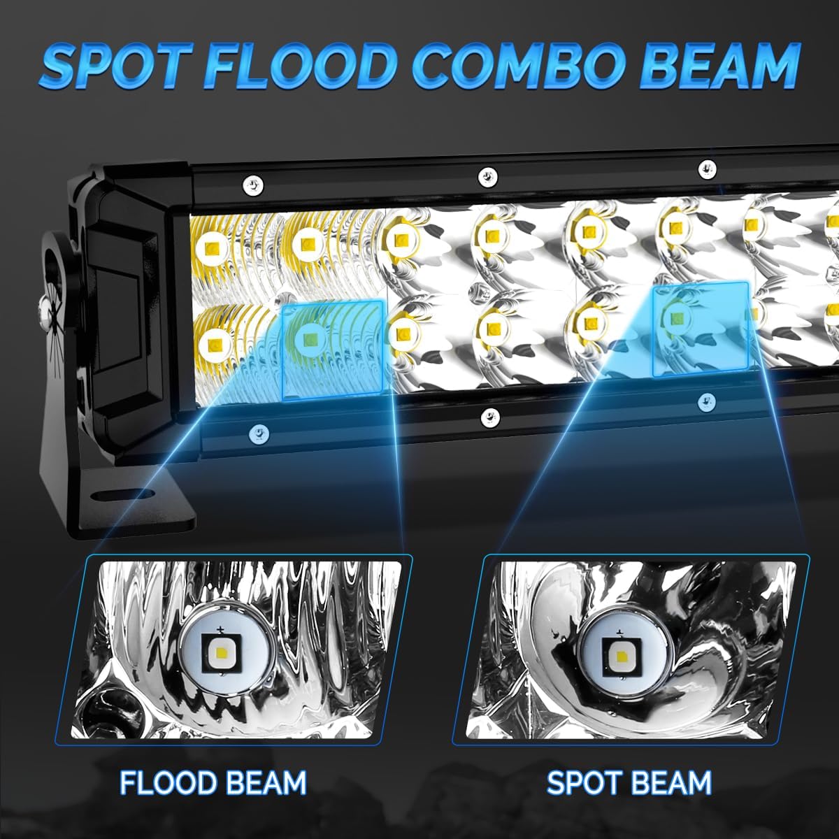 Barra luz LED 14" 120W doble fila para camión SUV ATV