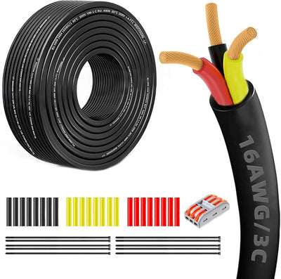 Cable eléctrico 16 AWG 3 núcleos 50 ft flexible UL2464