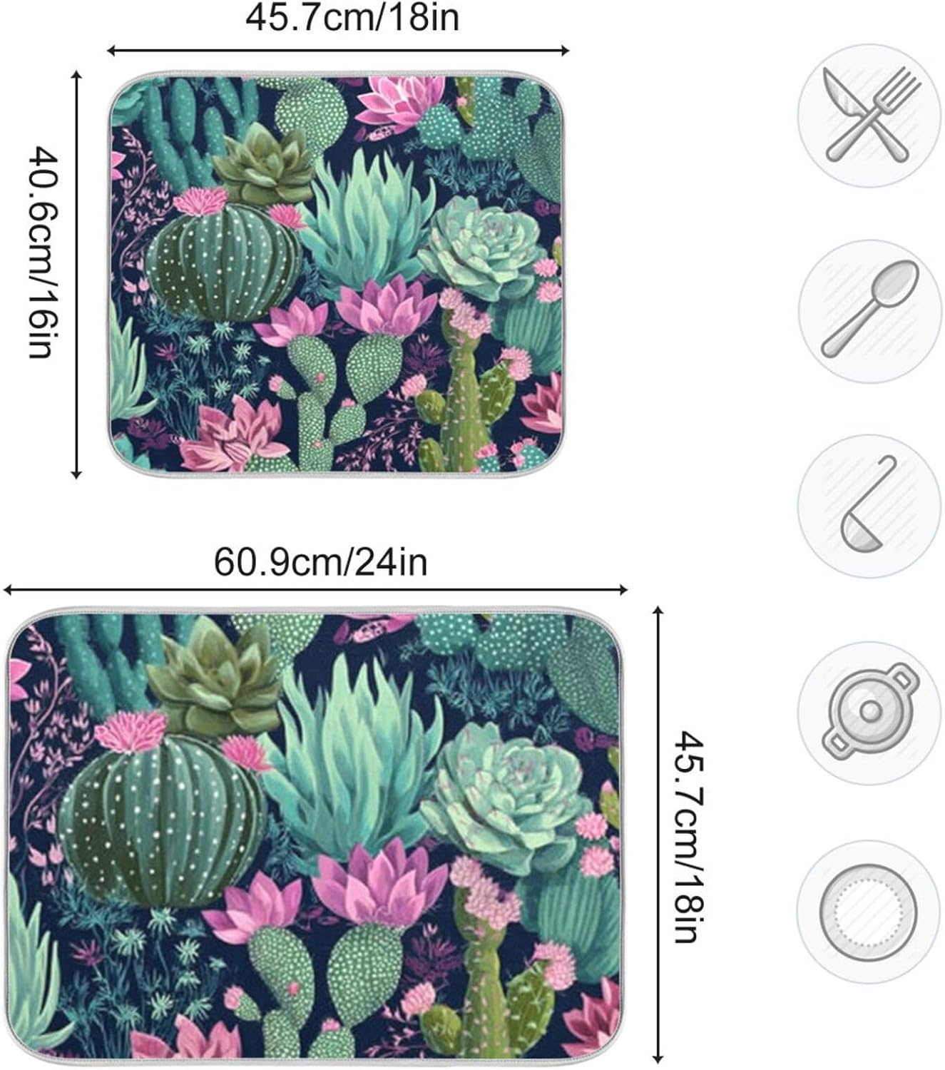Tapete secado platos tropicales cactus 16x18pulg