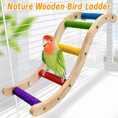 Escalera madera para pájaros loros puente masticable jaula