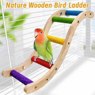 Escalera madera para pájaros loros puente masticable jaula