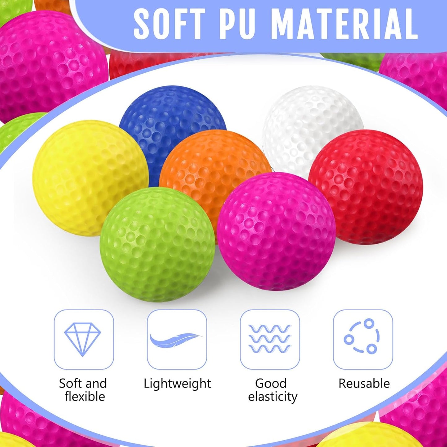 24 Pelotas Espuma Golf Entrenamiento Interior Exterior
