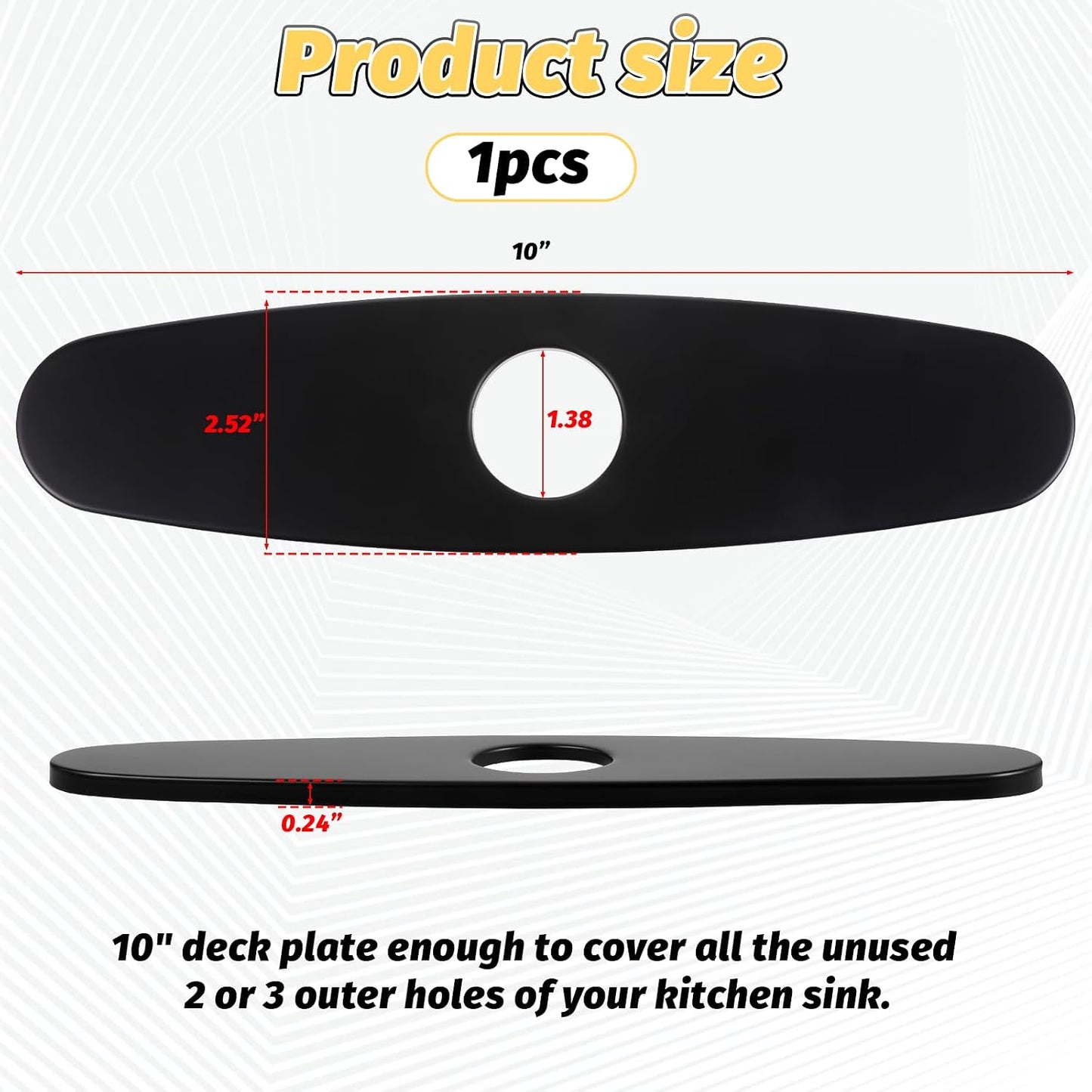 Placa grifo negra mate cubierta fregadero 10pulg acero inox