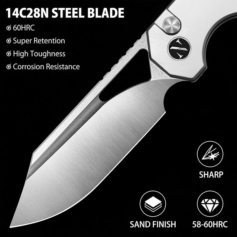 Cuchillo plegable Sandvik 14C28N acero ligero bloqueo botón