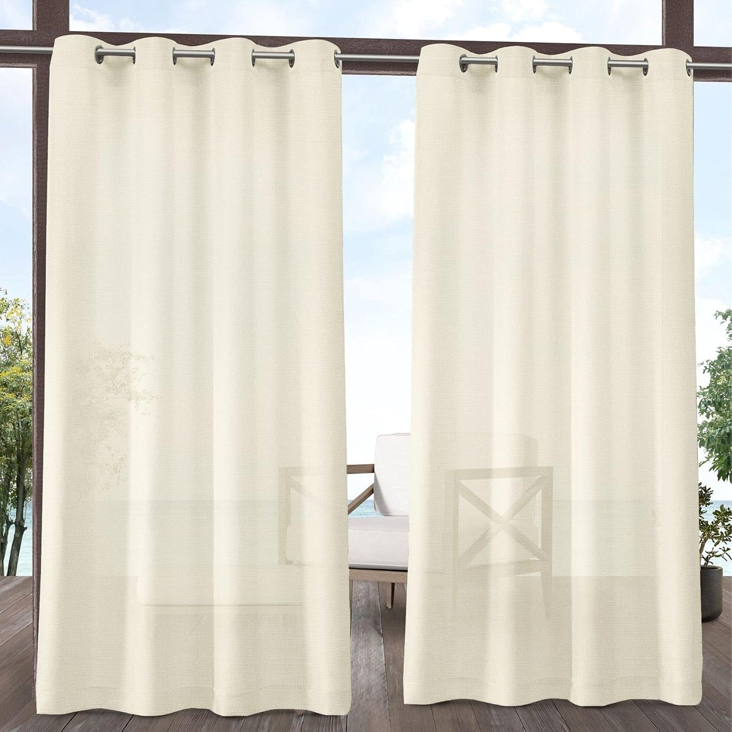 2 Cortinas texturizadas semitransparentes 54x108" marfil