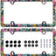 Marco matrícula acero inox con flores 12.3x6.3