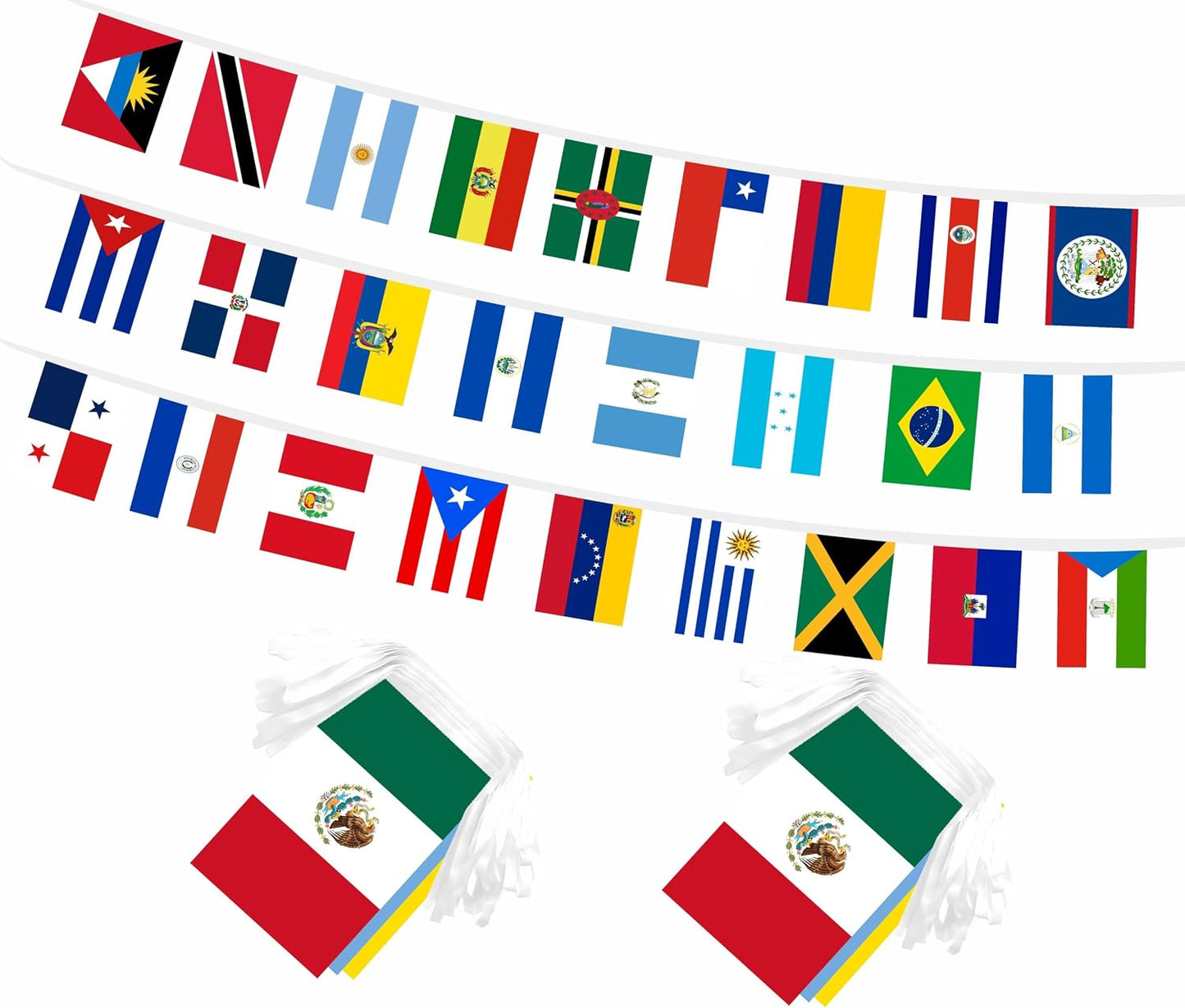 Set 2 banderas 33 países América Latina 80pies