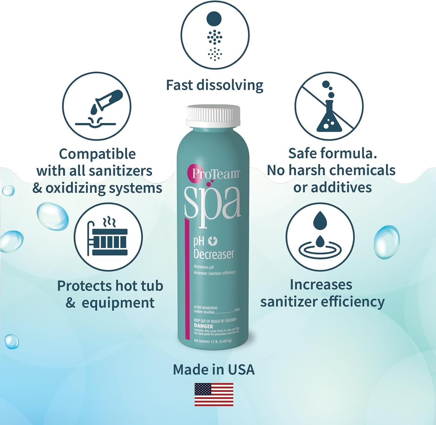 Reductor pH bañera hidromasaje con guía químicos spa