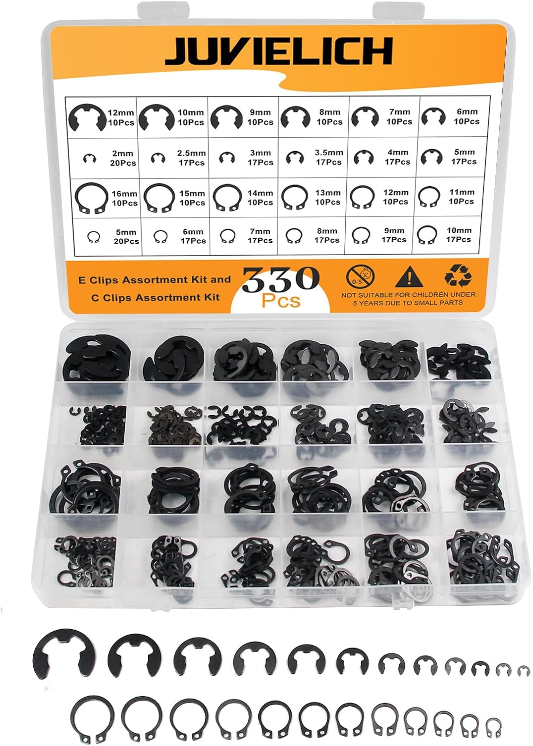 Kit anillos retención acero carbono 24 tamaños