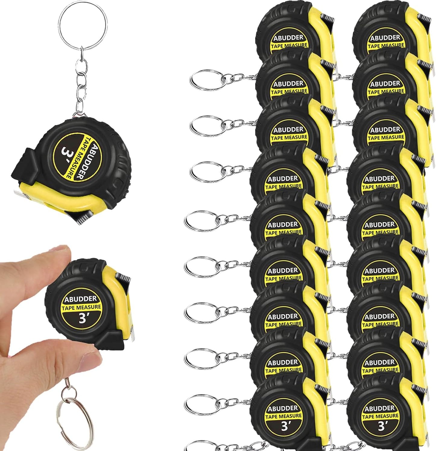 Pack 18 llaveros cinta métrica retráctil 3pies