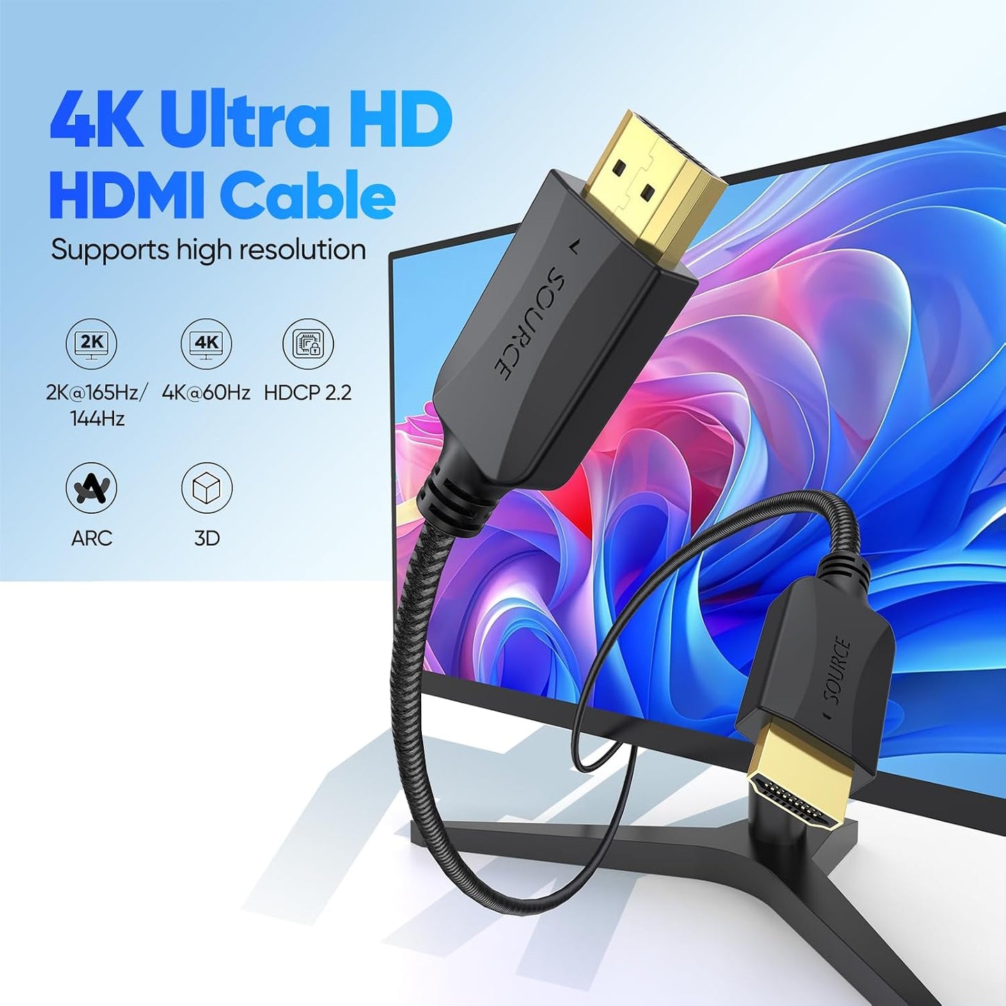 Cable HDMI 2.0 1pie 10pzas trenzado 4K HDR flexible
