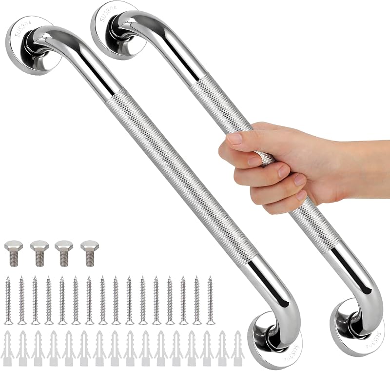 2 Barras Agarre Ducha Antiderrap 24pulg Acero Inox