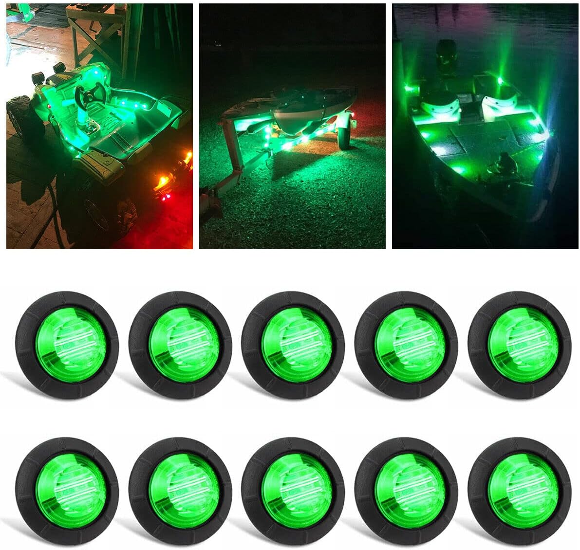 10 Pzas Luces LED Redondas 3/4pulg Verdes Indicador Lateral