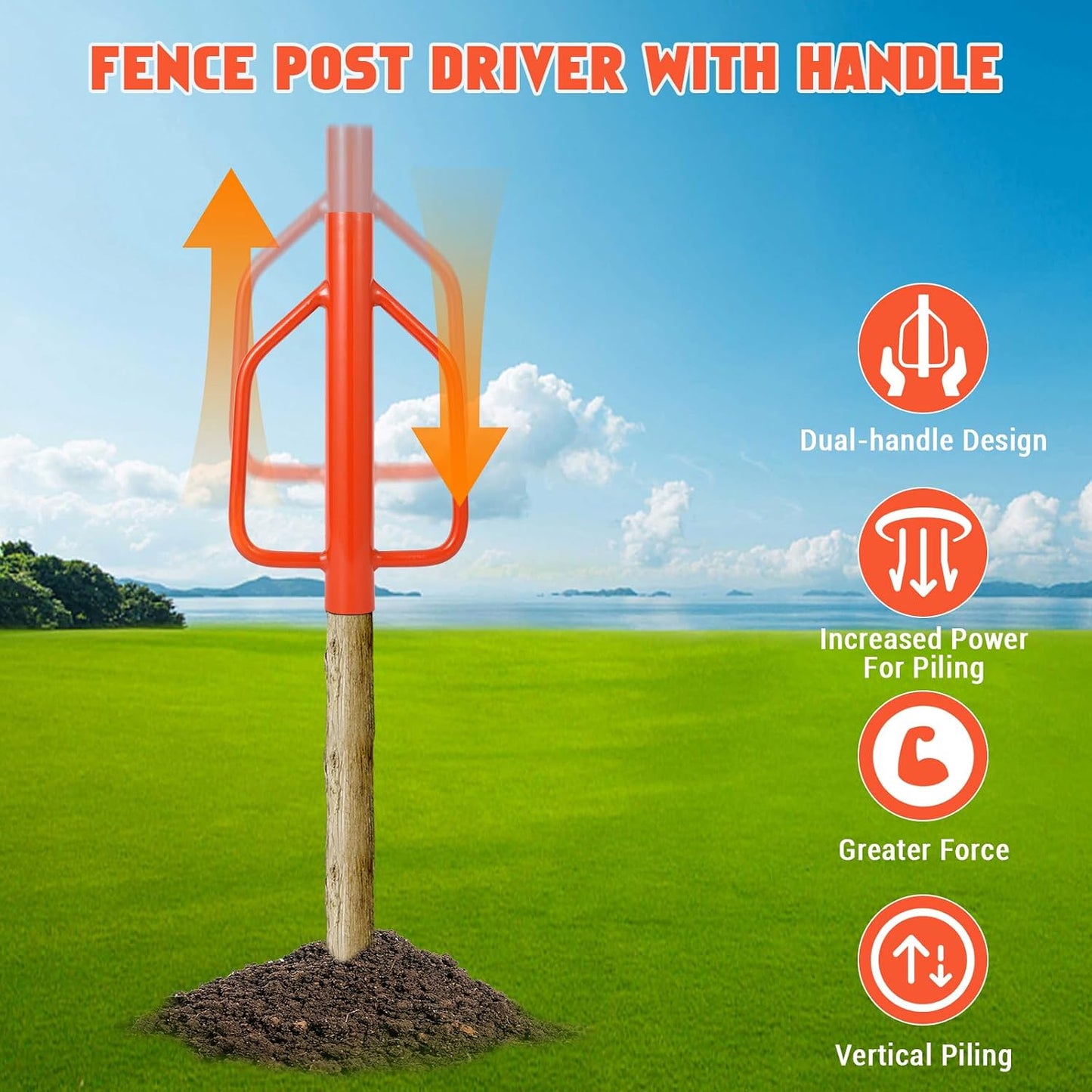 Poste metal para poste en T 18lb mango resistente valla