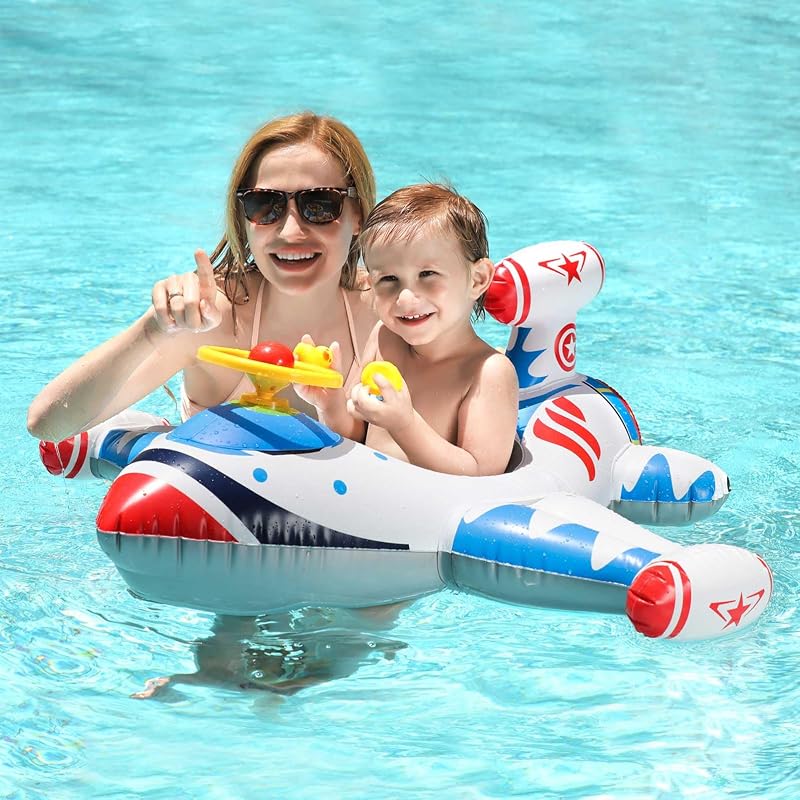 Bote inflable para niños con asiento y ruedas para piscina