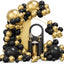 Kit arco globos dorado y negro 134 metálicos cumpleaños