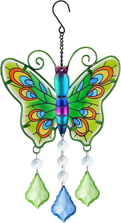 Atrapasoles cristal mariposa colgante 11x6" jardín