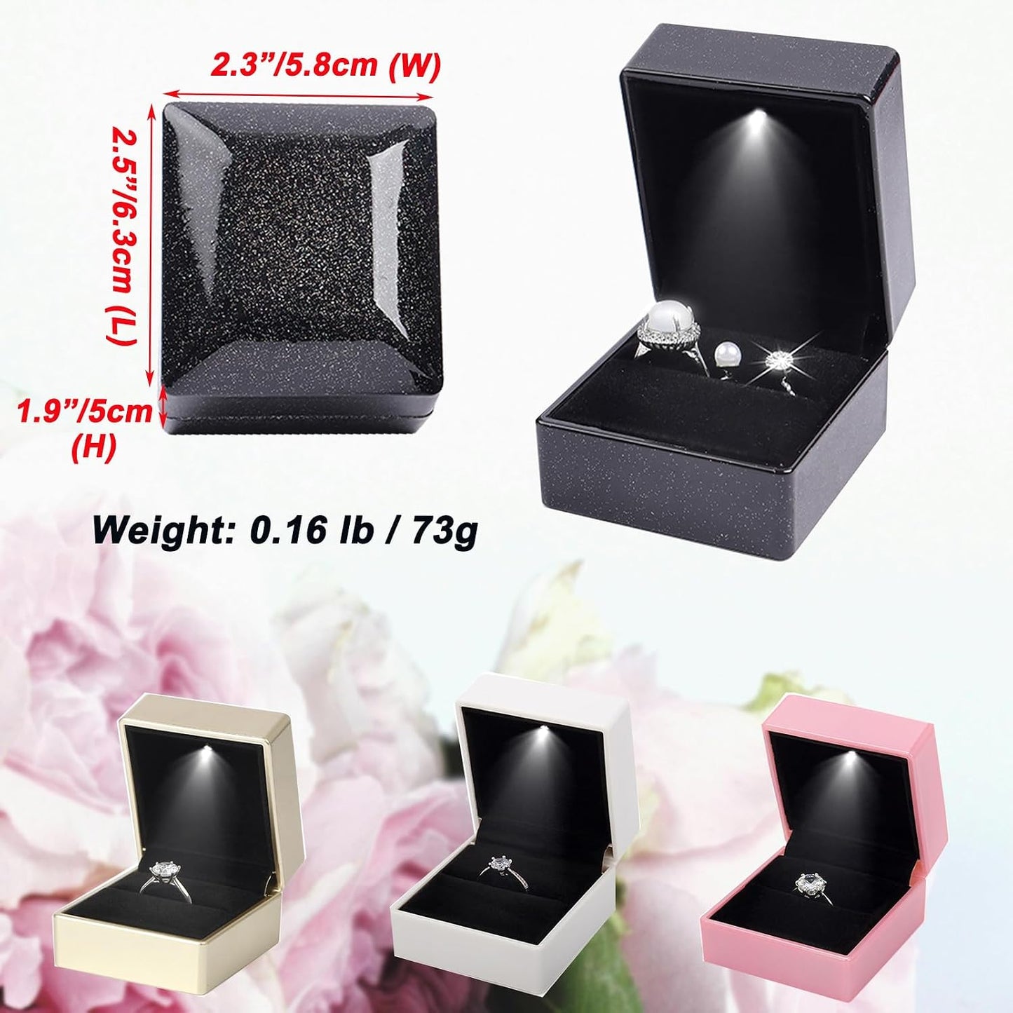 Caja anillo con luz LED para propuesta boda y regalo