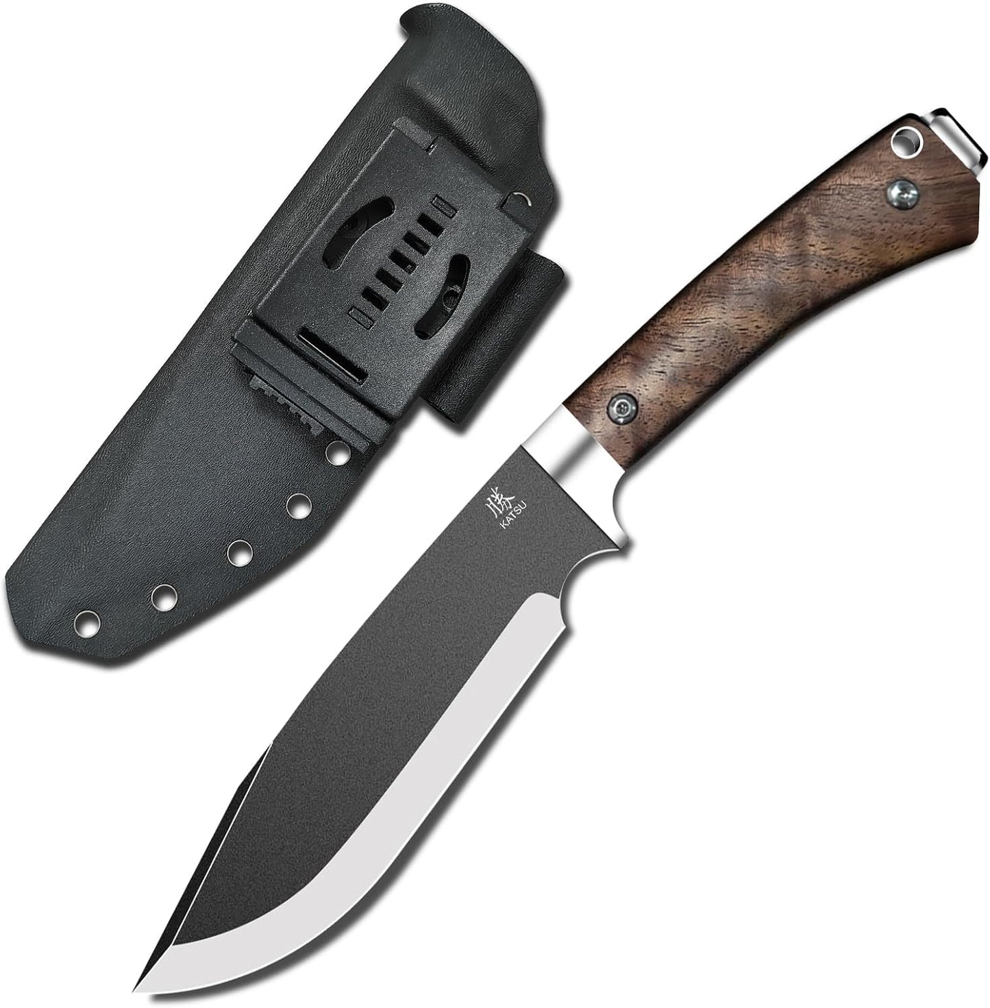 Cuchillo espiga hoja fija con funda K campamento