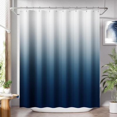 Cortina ducha tela azul marino 72x72pulg con 12 ganchos