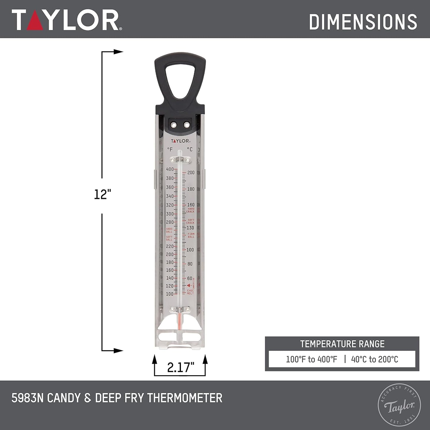 Termómetro acero inox para dulces/frituras Negro