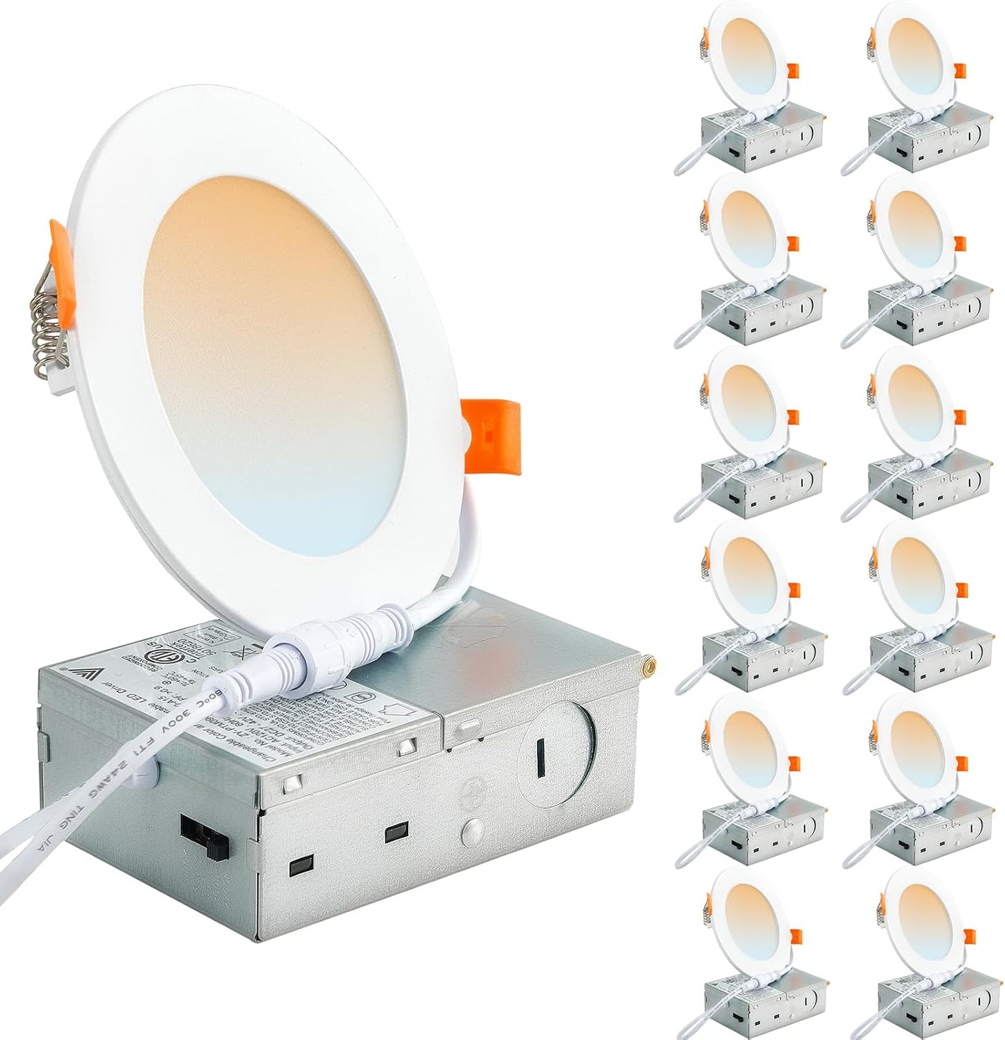 Luces LED empotradas techo 4pulg 12 pzas 5 CCT regulable