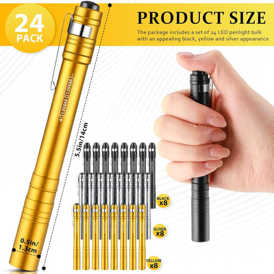 24 Linternas de Bolígrafo LED Aluminio con Clip para Hombres