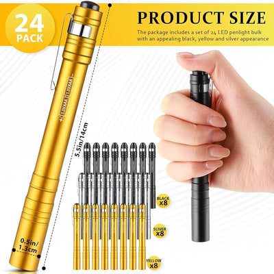 24 Linternas de Bolígrafo LED Aluminio con Clip para Hombres