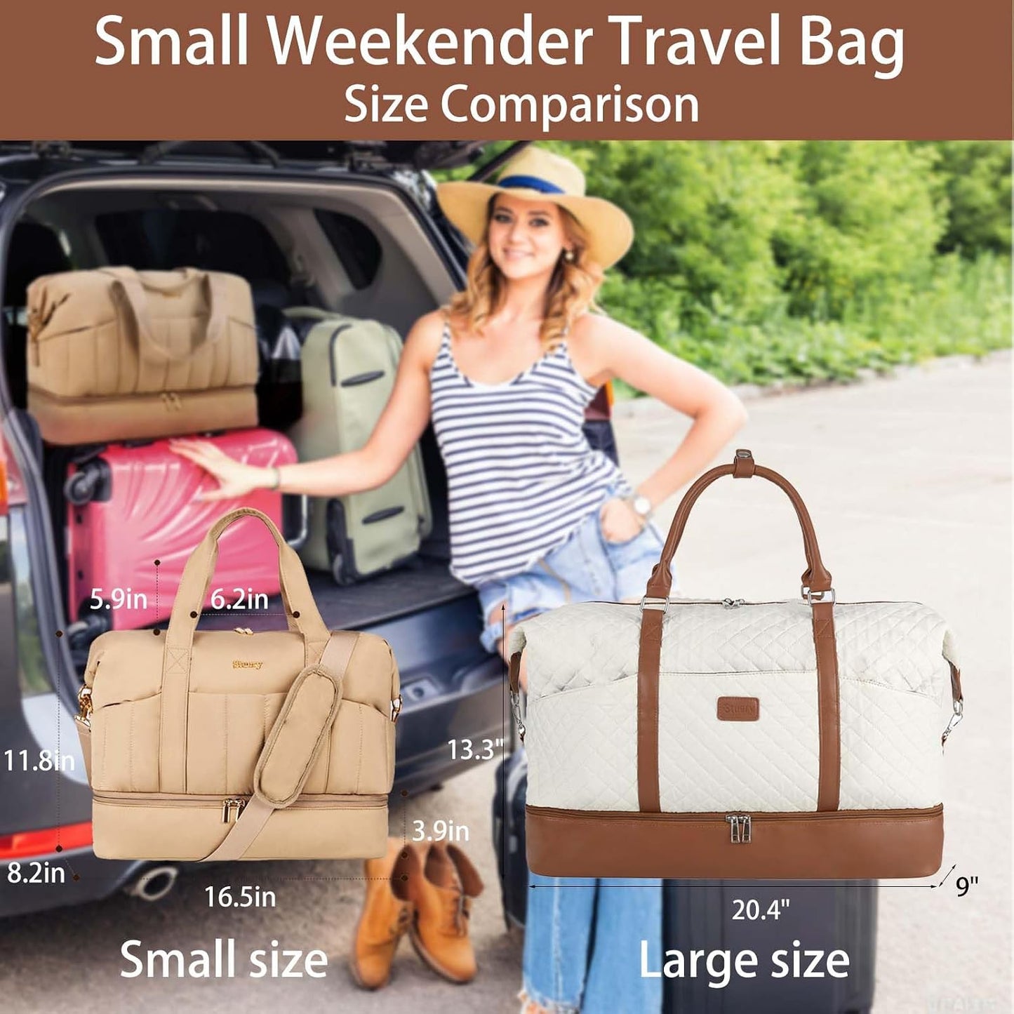 Bolsa viaje grande lona mujer con compartimento zapatos