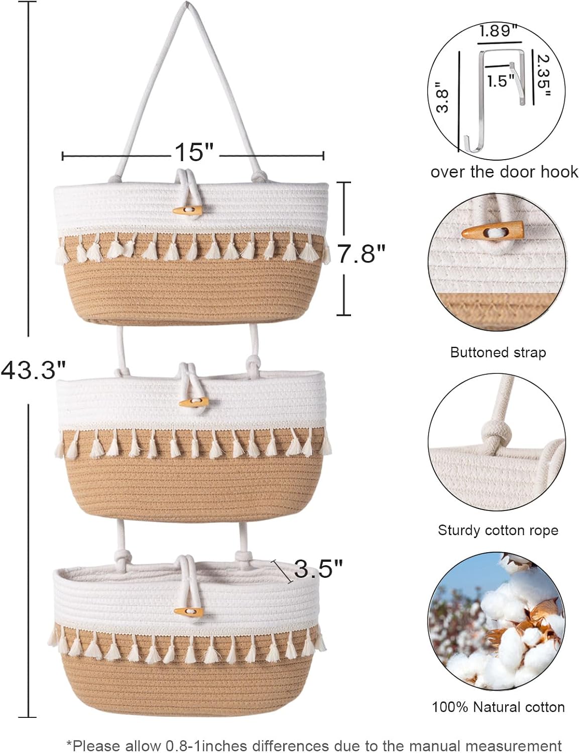 Cesta 3 niveles para colgar 14.5x7"